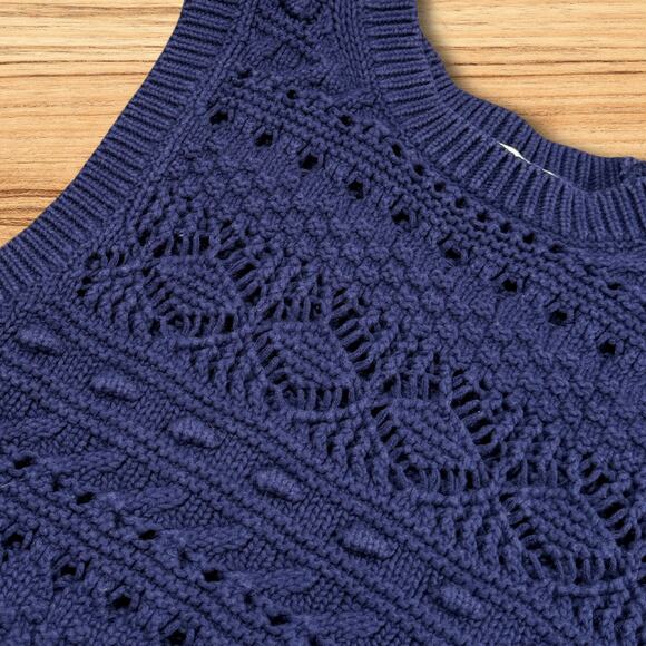 Madewell Crochet-Knit Sweater Vest Fresh Blueberry Navy Blue Size XS - Picture 6 of 9